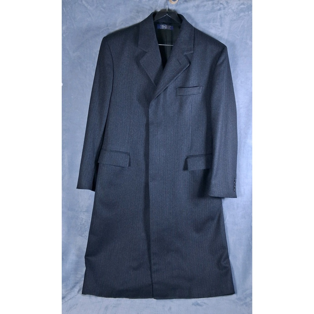 VTG Brooks Brothers 1818 Coat Mens 40R Worsted Wool mi USA Charcoal Gray Topcoat